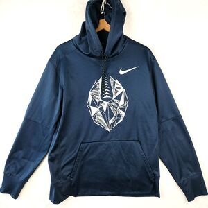 Nike Hoodie Mens Size L Navy Blue Pullover Therma Fit Football Sweatshirt 905957